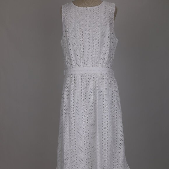 J. Crew Dresses & Skirts - 🌺 J. Crew NWT White Eyelet Ruffled Midi Cotton Sleeveless Tiered Summer Dress 0